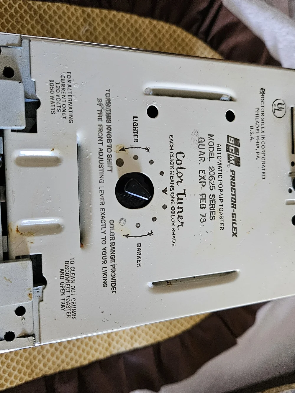 Proctor Silex Toaster Slot Control in Almond And Steel 1973